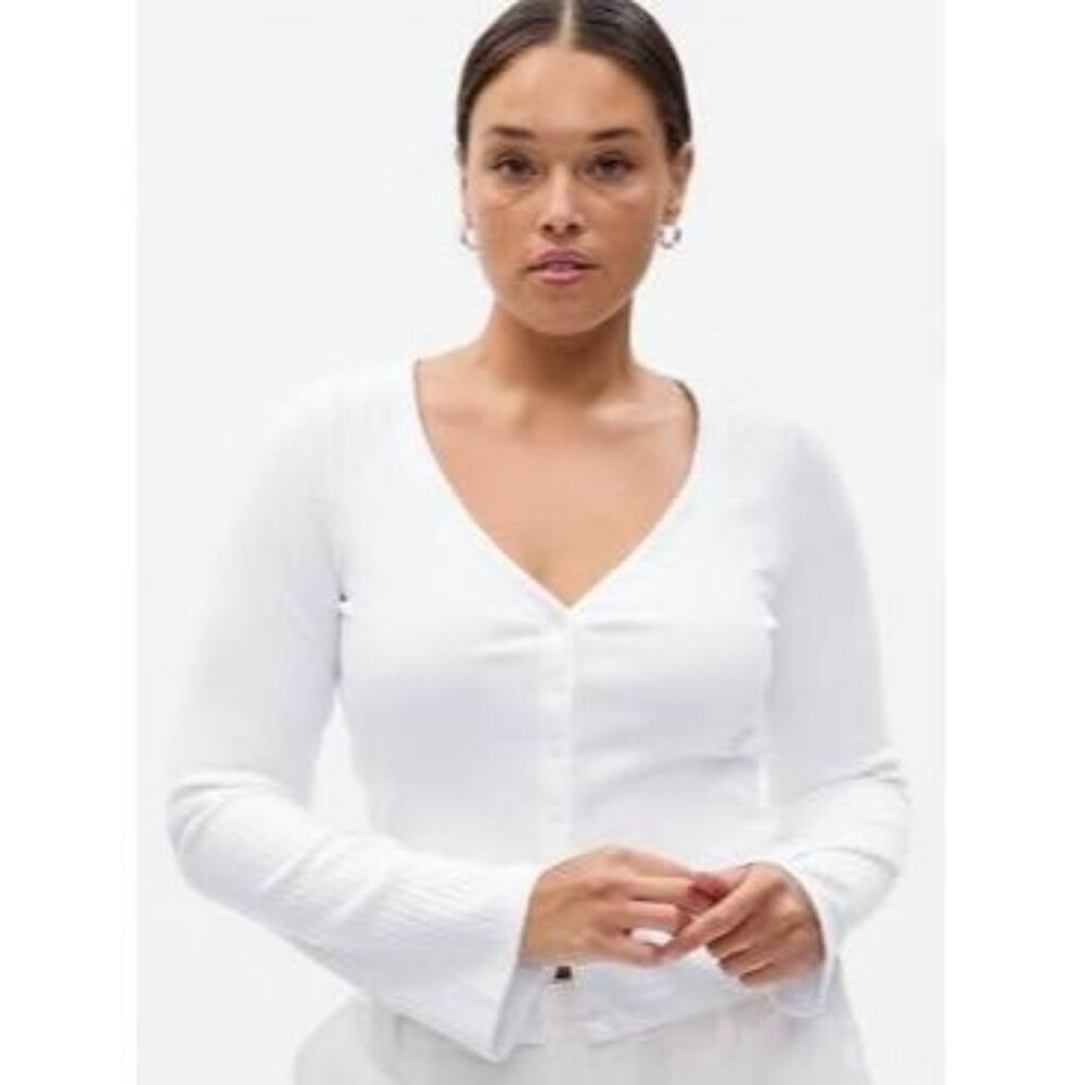 NWOT White Modern Rib Cardigan